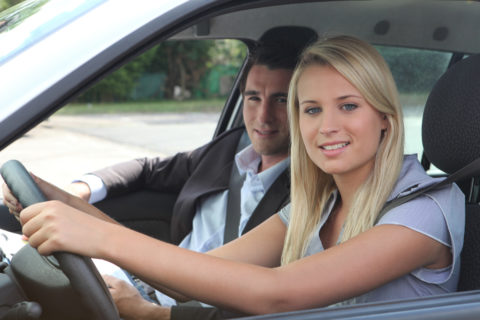 checking blindspots driving school
