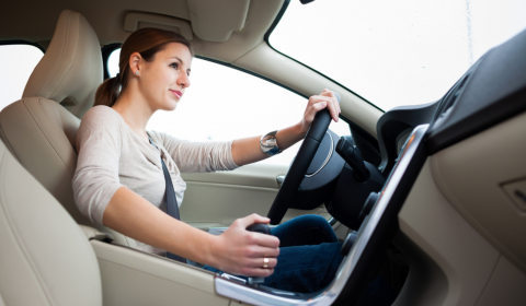 Woman driving a car