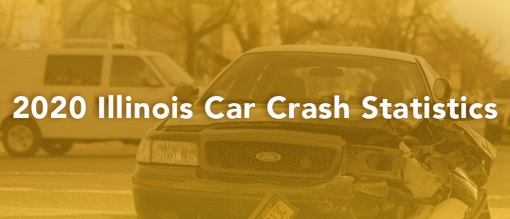 Blog header image of car crash with text 2020 illinois car crash stats