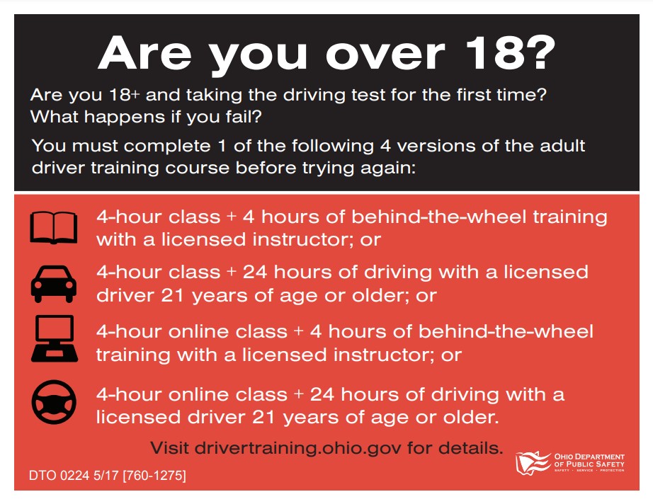 What happens when you fail your driving test in Ohio?